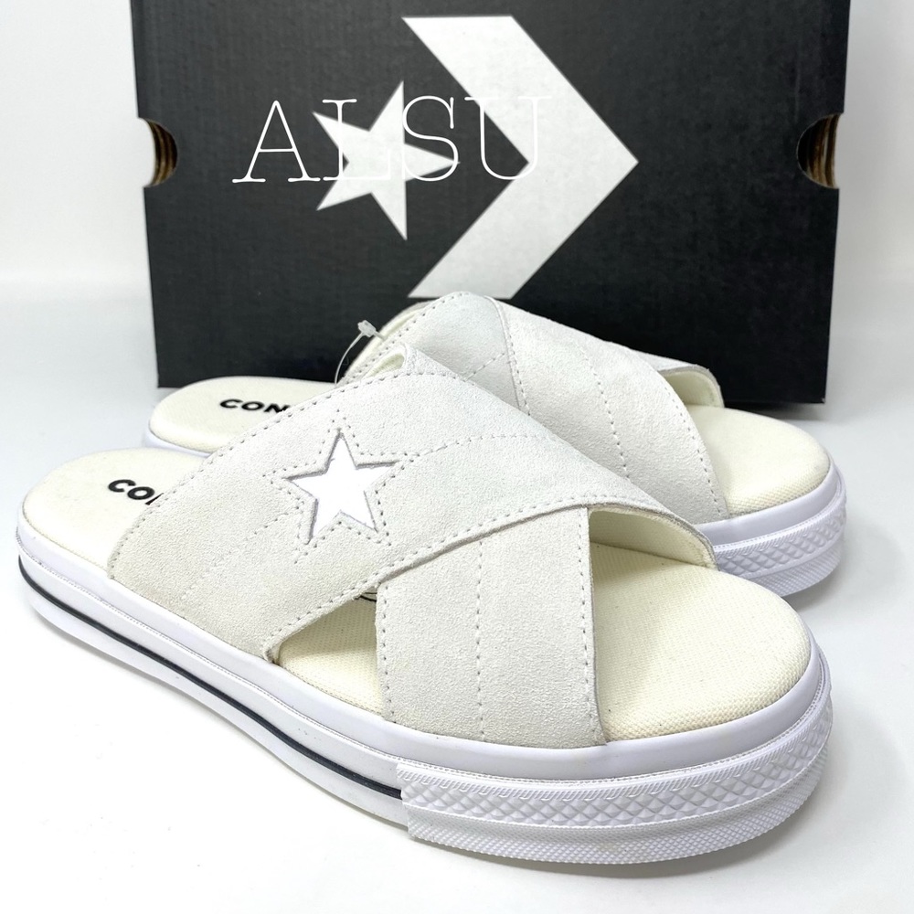 Converse One Star Womens Sandal Slip Slide Suede Platform Egret 8.5